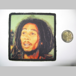 Bob Marley ofsetová nášivka po krajoch obšívaná  cca. 9x9cm